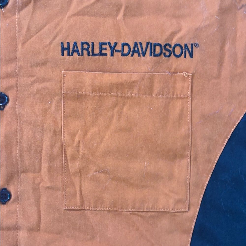 Harley Davidson Men’s XL Orange And Black Button Up Harley Graphic Shirt - Picture 3 of 5
